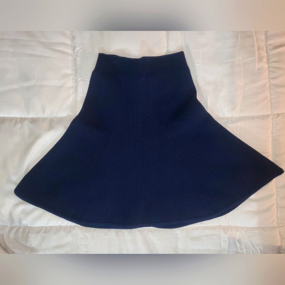Sandro Paris Navy Blue Textured A Line Skirt Women's 1